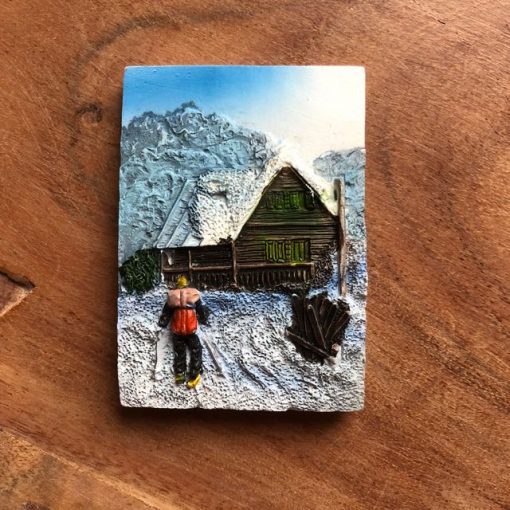 Sneeuw hut skier magneet - skicadeautje van sportcadeautjes