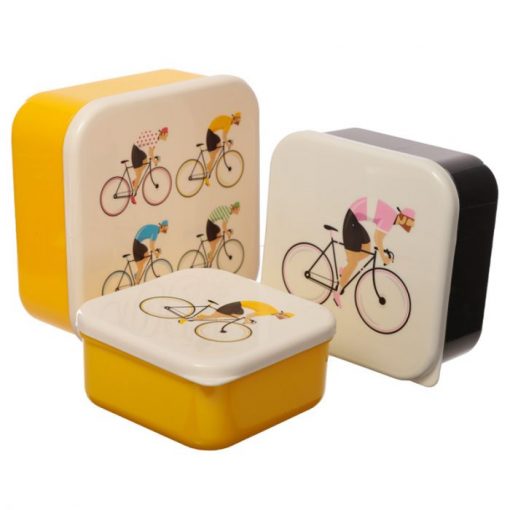 3 lunchboxen met wielrenners ~ fietscadeau van sportcadeautjes